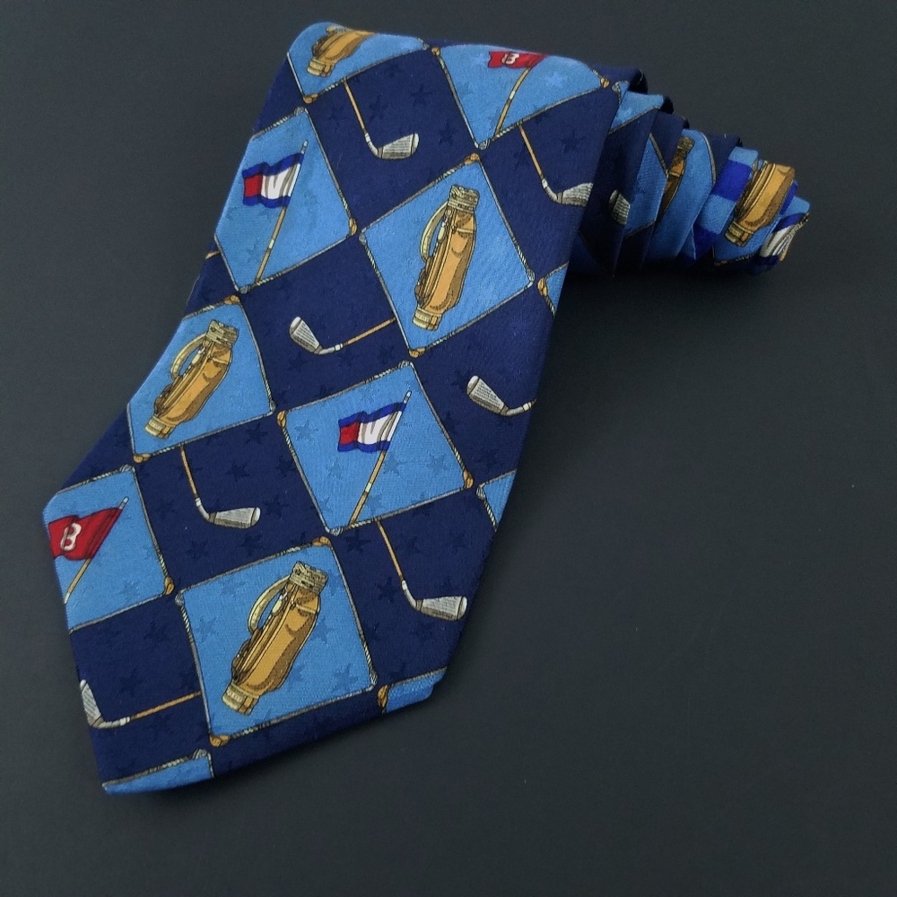 TOMMY HILFIGERNeck Tie Golf Theme Bags Flags Stars